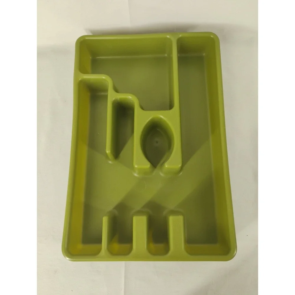 VTG MCM Rubbermaid‎ 2921 Avocado Green Silverware Tray Drawer Utensil Organizer